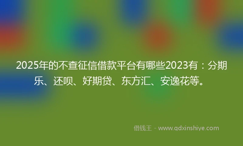 2025年的不查征信借款平台有哪些2023有：分期乐、还呗、好期贷、东方汇、安逸花等。