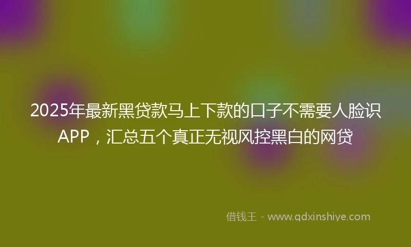 2025年最新黑贷款马上下款的口子不需要人脸识APP，汇总五个真正无视风控黑白的网贷