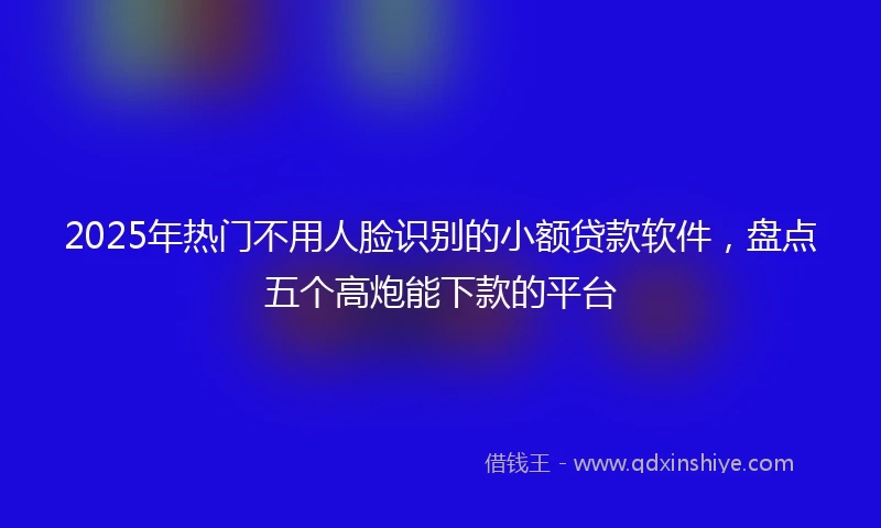 2025年热门不用人脸识别的小额贷款软件，盘点五个高炮能下款的平台