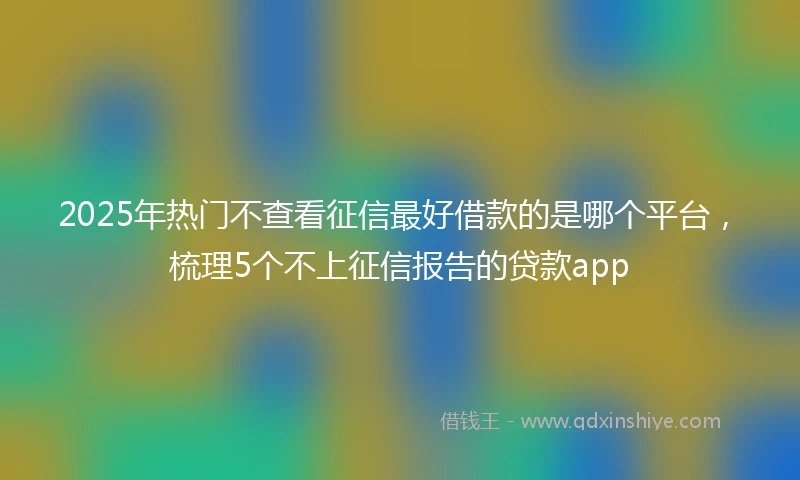 2025年热门不查看征信最好借款的是哪个平台，梳理5个不上征信报告的贷款app