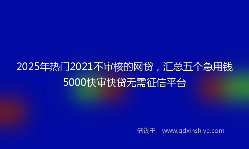 2025年热门2021不审核的网贷，汇总五个急用钱5000快审快贷无需征信平台