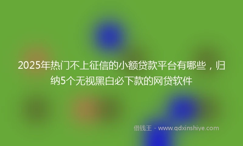 2025年热门不上征信的小额贷款平台有哪些，归纳5个无视黑白必下款的网贷软件