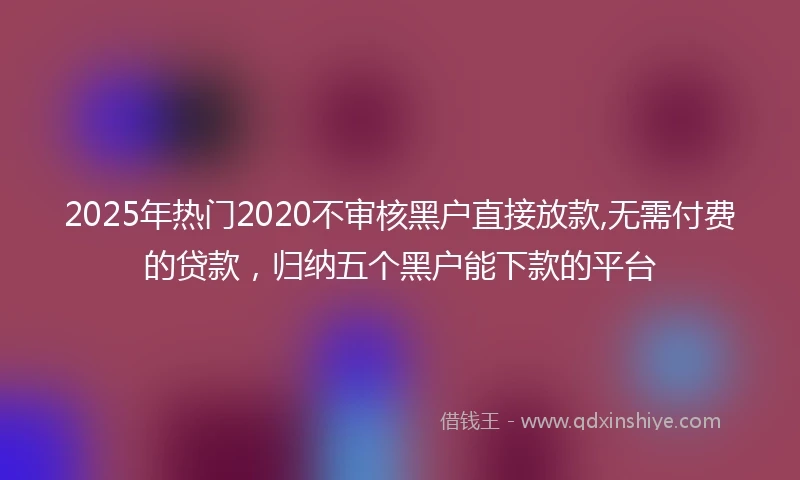 2025年热门2020不审核黑户直接放款,无需付费的贷款，归纳五个黑户能下款的平台