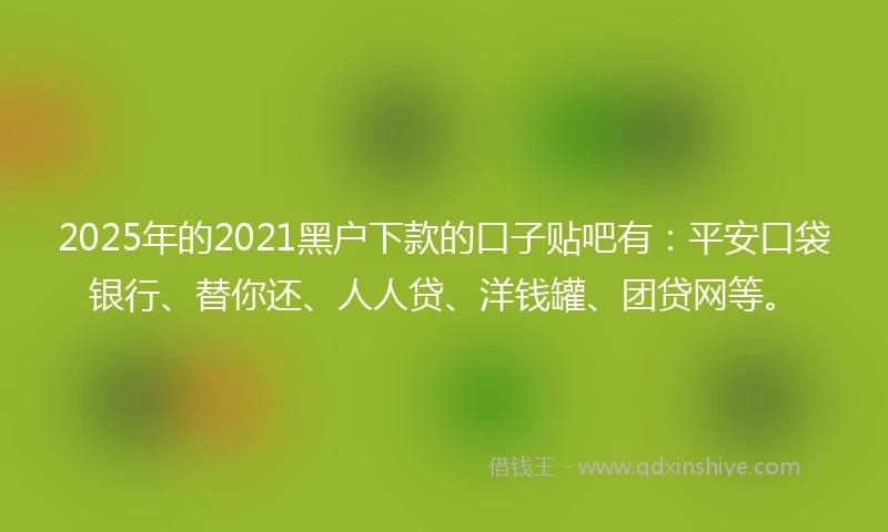 2025年的2021黑户下款的口子贴吧有：平安口袋银行、替你还、人人贷、洋钱罐、团贷网等。