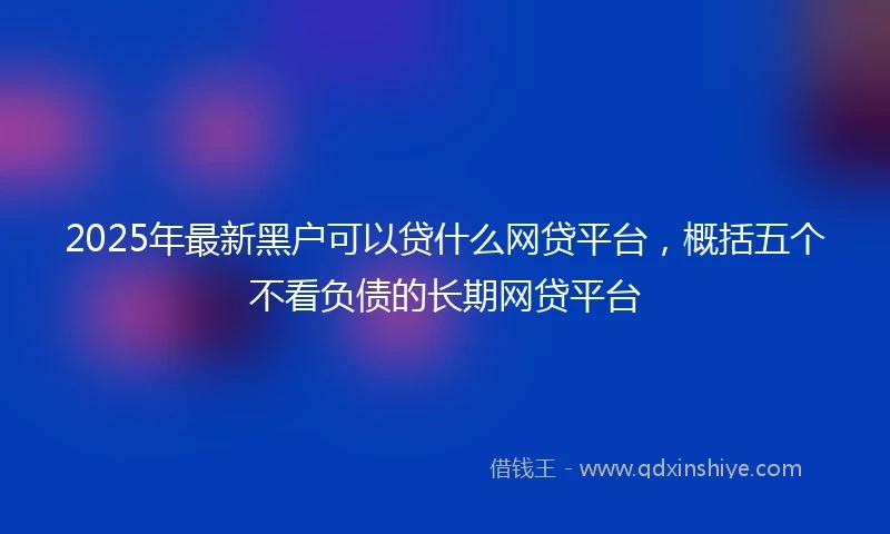 2025年最新黑户可以贷什么网贷平台，概括五个不看负债的长期网贷平台