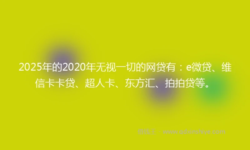 2025年的2020年无视一切的网贷有：e微贷、维信卡卡贷、超人卡、东方汇、拍拍贷等。