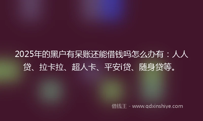 2025年的黑户有呆账还能借钱吗怎么办有：人人贷、拉卡拉、超人卡、平安i贷、随身贷等。