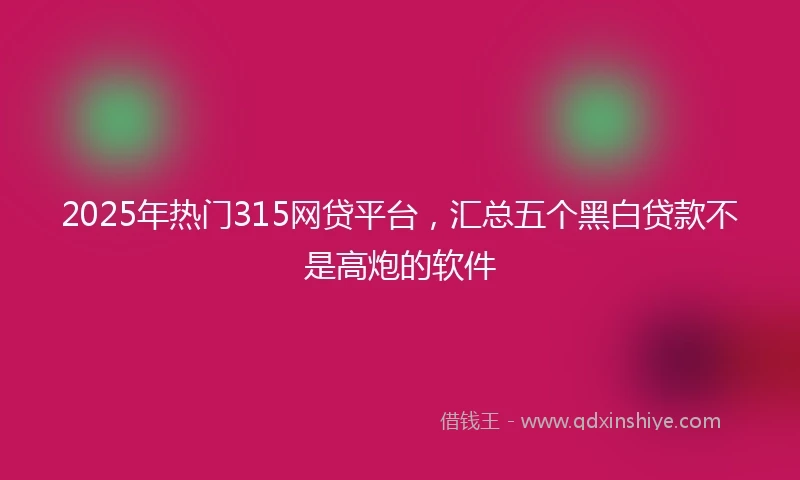 2025年热门315网贷平台，汇总五个黑白贷款不是高炮的软件