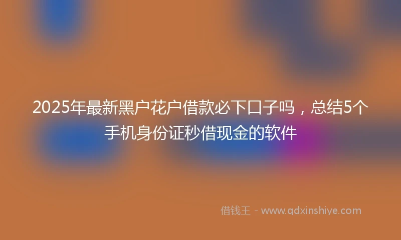 2025年最新黑户花户借款必下口子吗，总结5个手机身份证秒借现金的软件