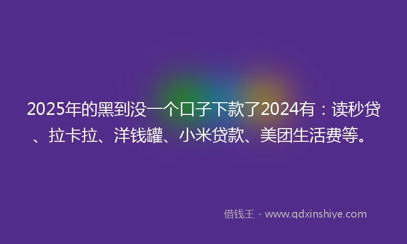 2025年的黑到没一个口子下款了2024有：读秒贷、拉卡拉、洋钱罐、小米贷款、美团生活费等。