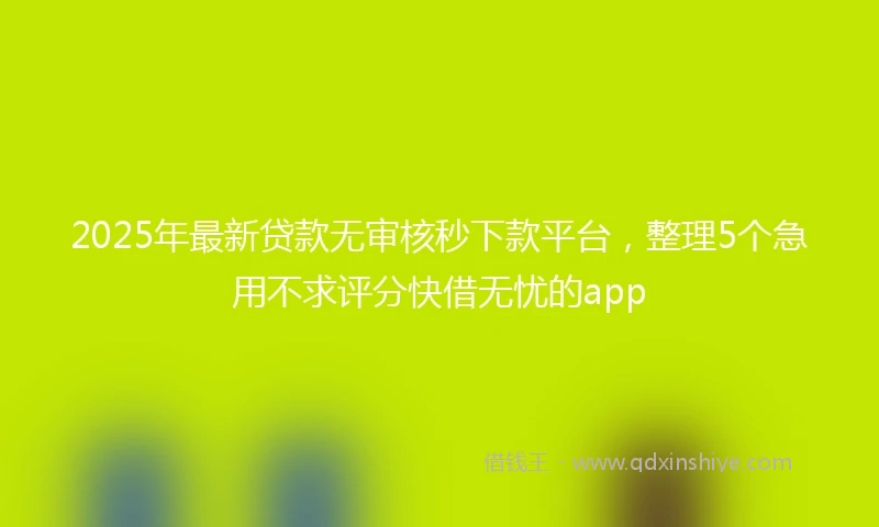 2025年最新贷款无审核秒下款平台，整理5个急用不求评分快借无忧的app