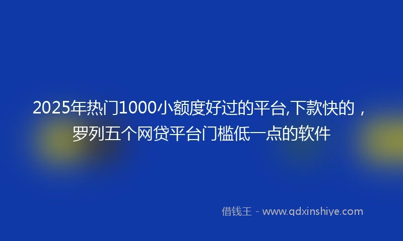 2025年热门1000小额度好过的平台,下款快的，罗列五个网贷平台门槛低一点的软件