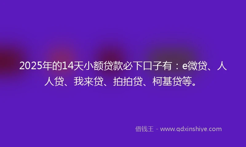 2025年的14天小额贷款必下口子有：e微贷、人人贷、我来贷、拍拍贷、柯基贷等。