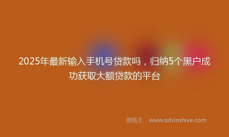 2025年最新输入手机号贷款吗，归纳5个黑户成功获取大额贷款的平台