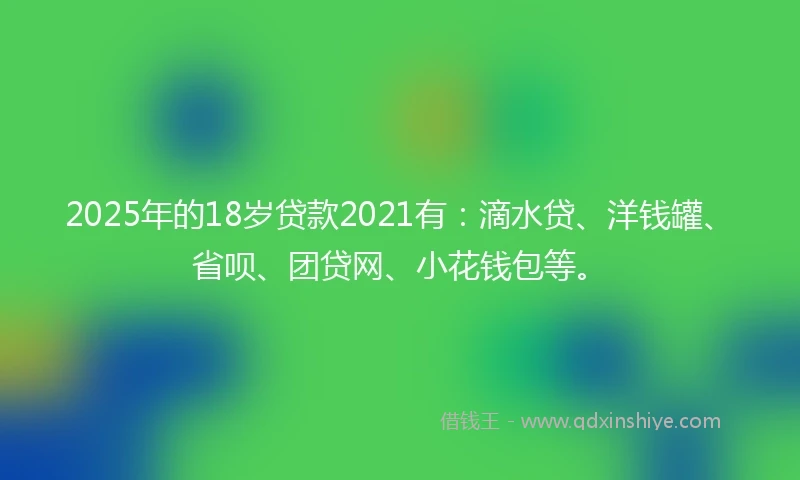 2025年的18岁贷款2021有：滴水贷、洋钱罐、省呗、团贷网、小花钱包等。
