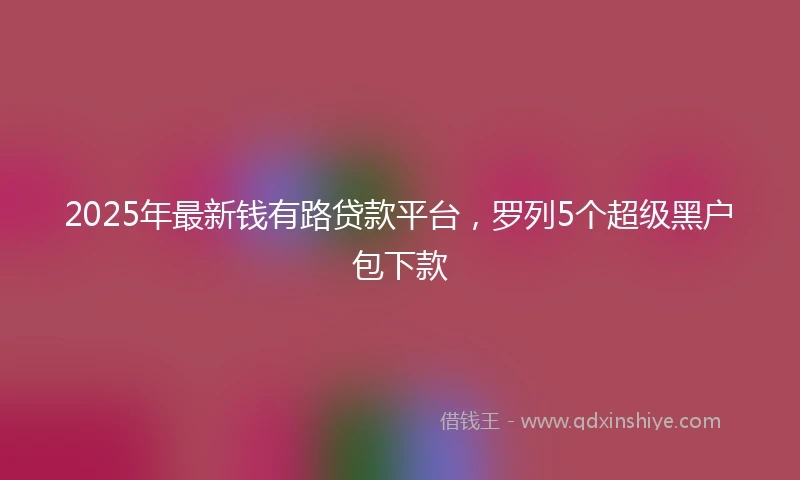 2025年最新钱有路贷款平台，罗列5个超级黑户包下款