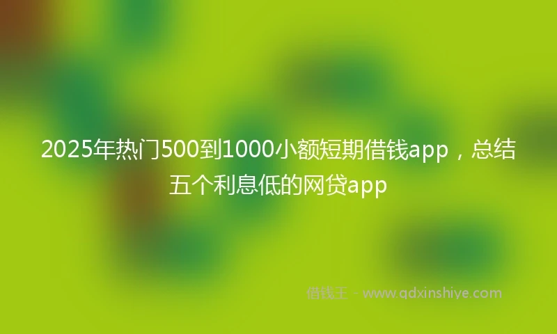 2025年热门500到1000小额短期借钱app，总结五个利息低的网贷app