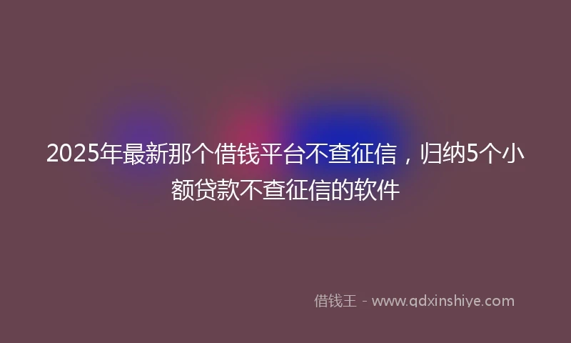 2025年最新那个借钱平台不查征信，归纳5个小额贷款不查征信的软件