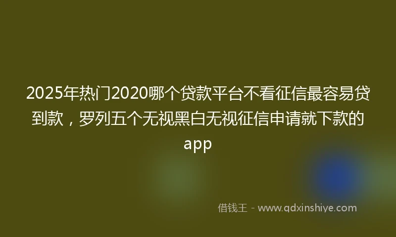 2025年热门2020哪个贷款平台不看征信最容易贷到款，罗列五个无视黑白无视征信申请就下款的app