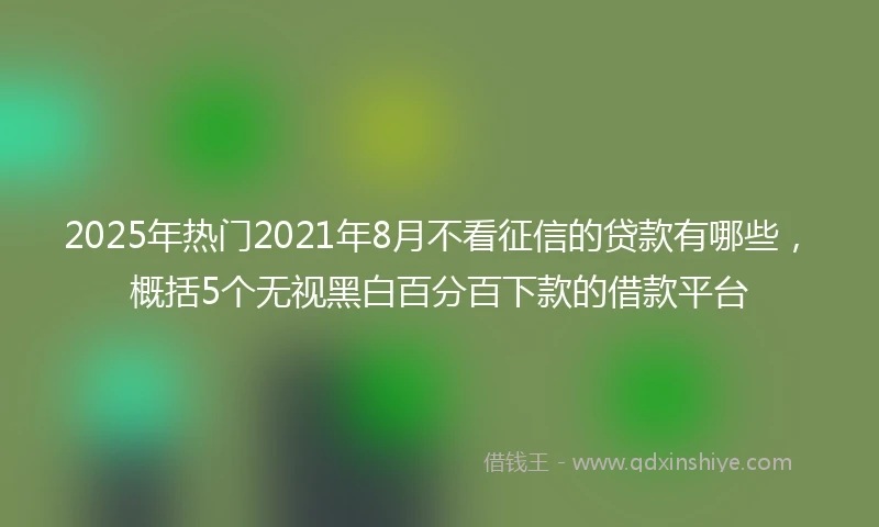 2025年热门2021年8月不看征信的贷款有哪些，概括5个无视黑白百分百下款的借款平台