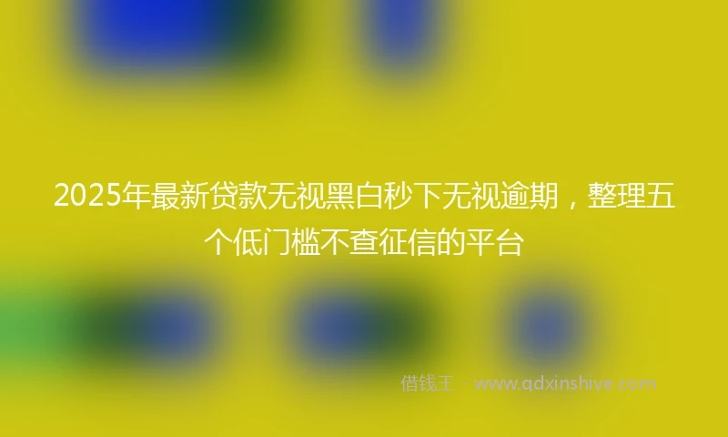 2025年最新贷款无视黑白秒下无视逾期，整理五个低门槛不查征信的平台
