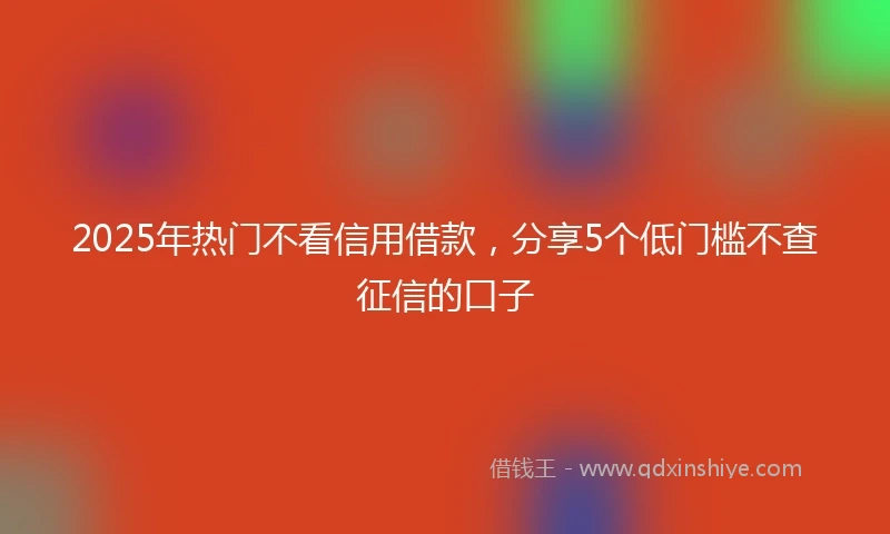 2025年热门不看信用借款，分享5个低门槛不查征信的口子