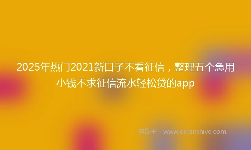 2025年热门2021新口子不看征信，整理五个急用小钱不求征信流水轻松贷的app
