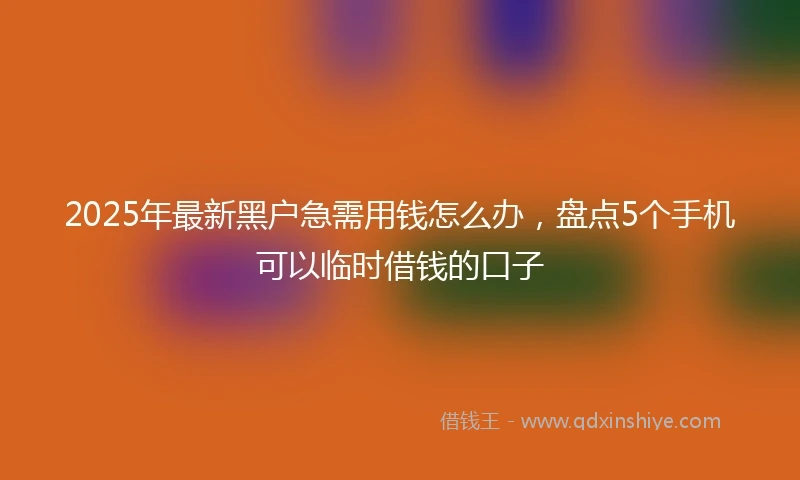 2025年最新黑户急需用钱怎么办，盘点5个手机可以临时借钱的口子