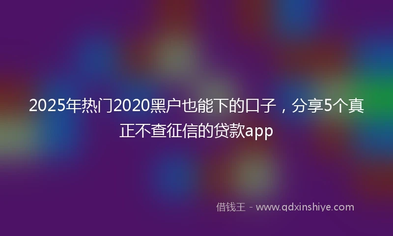 2025年热门2020黑户也能下的口子，分享5个真正不查征信的贷款app