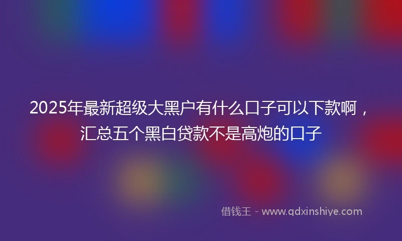 2025年最新超级大黑户有什么口子可以下款啊，汇总五个黑白贷款不是高炮的口子