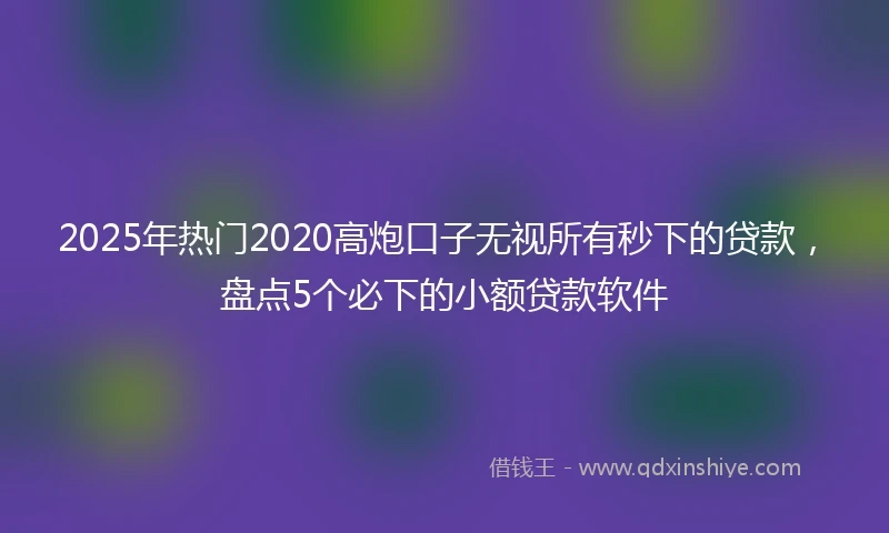 2025年热门2020高炮口子无视所有秒下的贷款，盘点5个必下的小额贷款软件