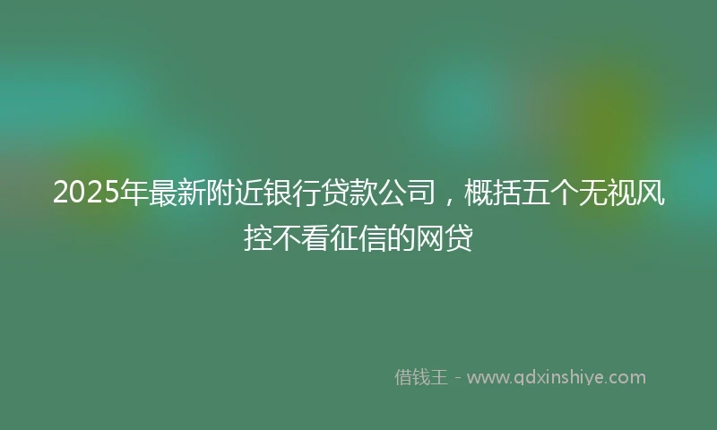 2025年最新附近银行贷款公司，概括五个无视风控不看征信的网贷