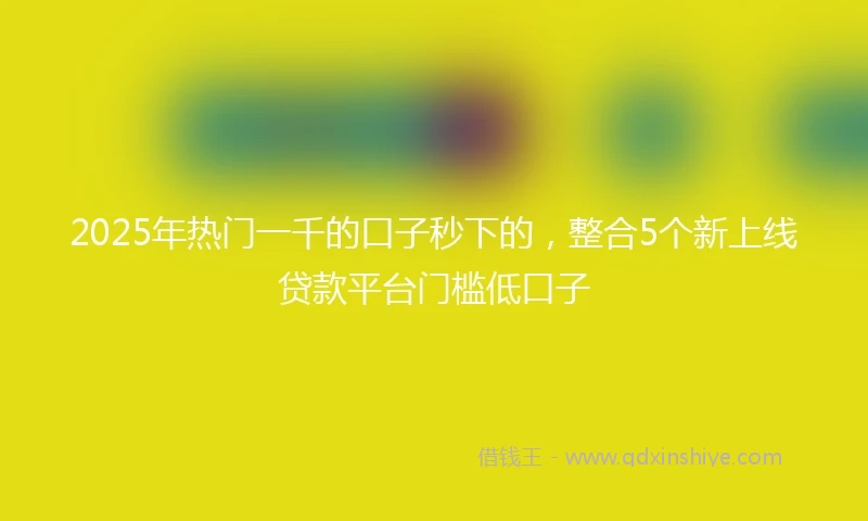 2025年热门一千的口子秒下的，整合5个新上线贷款平台门槛低口子