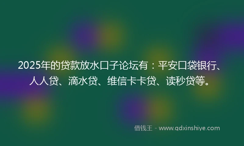 2025年的贷款放水口子论坛有：平安口袋银行、人人贷、滴水贷、维信卡卡贷、读秒贷等。