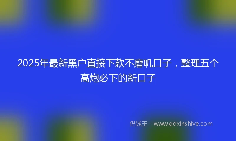 2025年最新黑户直接下款不磨叽口子，整理五个高炮必下的新口子