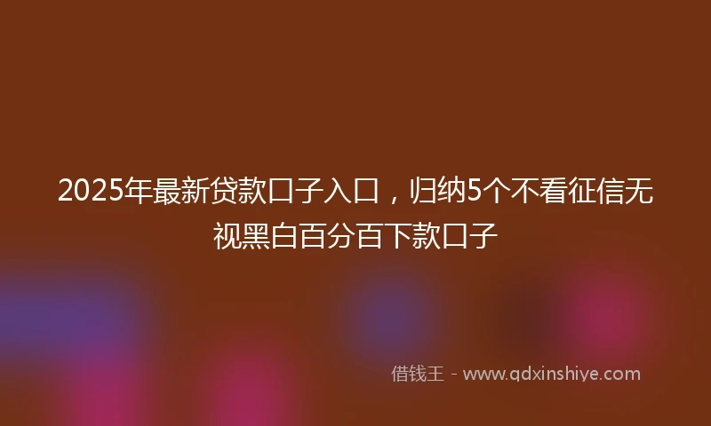 2025年最新贷款口子入口，归纳5个不看征信无视黑白百分百下款口子