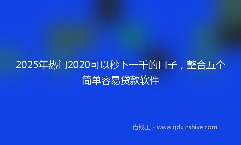 2025年热门2020可以秒下一千的口子，整合五个简单容易贷款软件