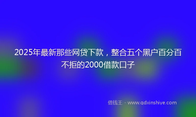 2025年最新那些网贷下款，整合五个黑户百分百不拒的2000借款口子