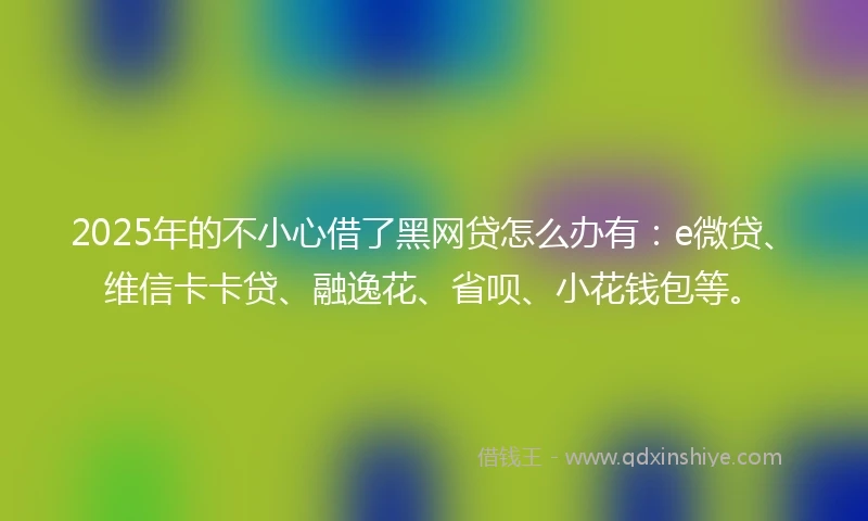 2025年的不小心借了黑网贷怎么办有：e微贷、维信卡卡贷、融逸花、省呗、小花钱包等。