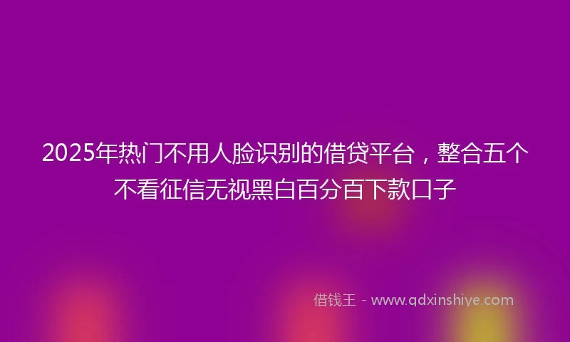 2025年热门不用人脸识别的借贷平台，整合五个不看征信无视黑白百分百下款口子