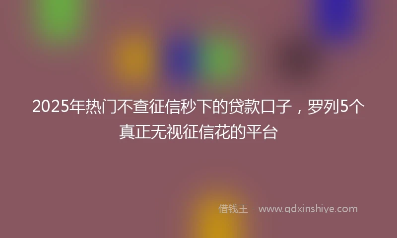 2025年热门不查征信秒下的贷款口子，罗列5个真正无视征信花的平台
