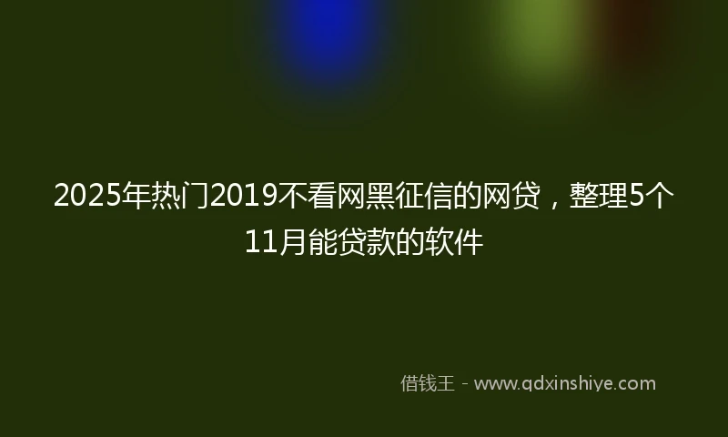 2025年热门2019不看网黑征信的网贷，整理5个11月能贷款的软件
