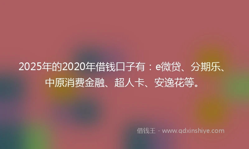 2025年的2020年借钱口子有：e微贷、分期乐、中原消费金融、超人卡、安逸花等。