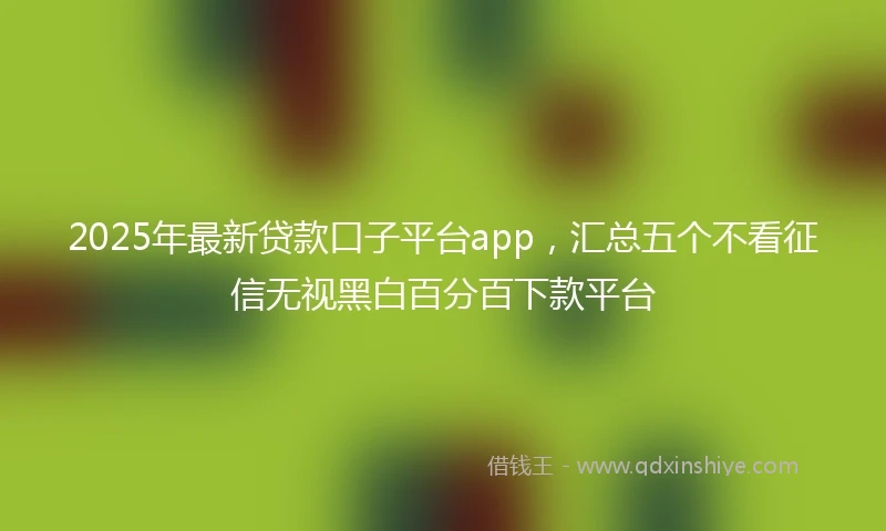 2025年最新贷款口子平台app，汇总五个不看征信无视黑白百分百下款平台