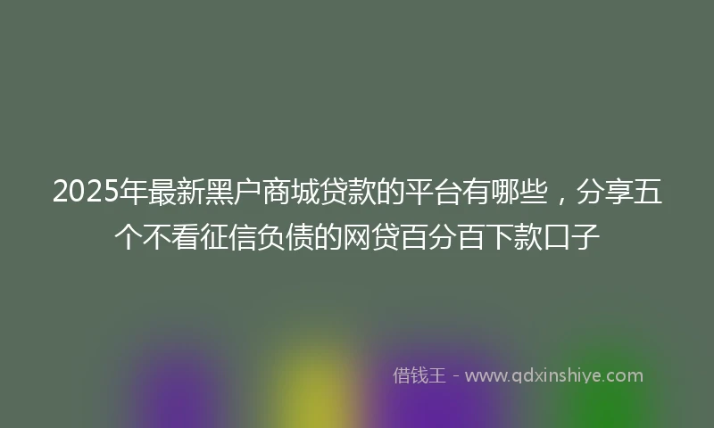 2025年最新黑户商城贷款的平台有哪些，分享五个不看征信负债的网贷百分百下款口子
