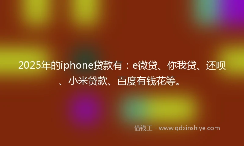 2025年的iphone贷款有：e微贷、你我贷、还呗、小米贷款、百度有钱花等。