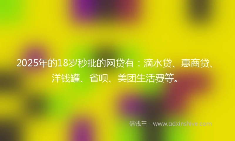 2025年的18岁秒批的网贷有：滴水贷、惠商贷、洋钱罐、省呗、美团生活费等。