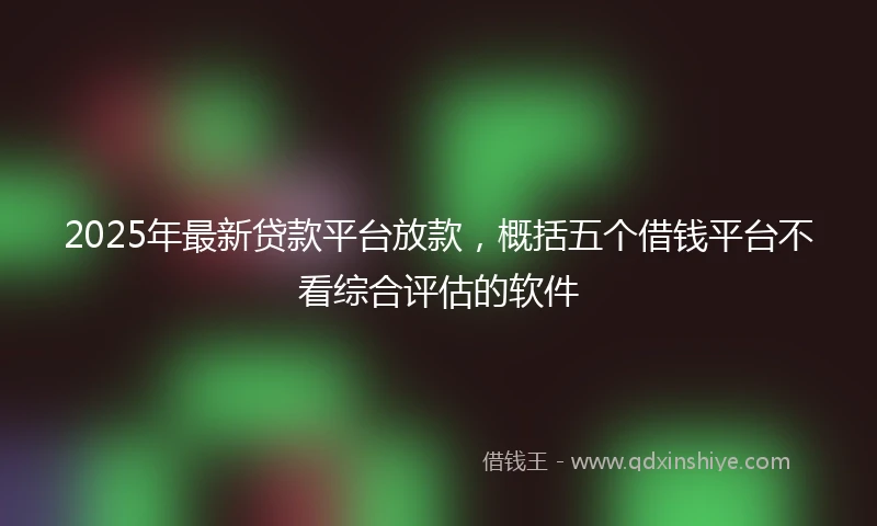 2025年最新贷款平台放款，概括五个借钱平台不看综合评估的软件