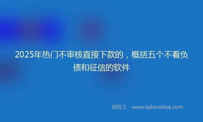 2025年热门不审核直接下款的，概括五个不看负债和征信的软件