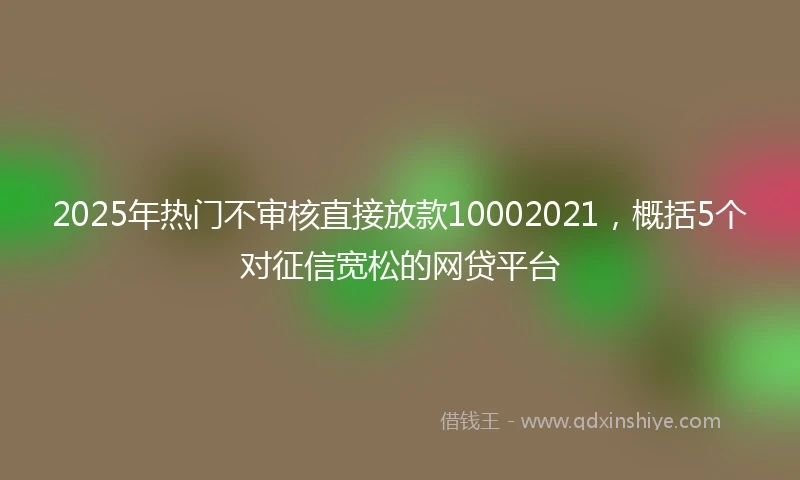 2025年热门不审核直接放款10002021，概括5个对征信宽松的网贷平台